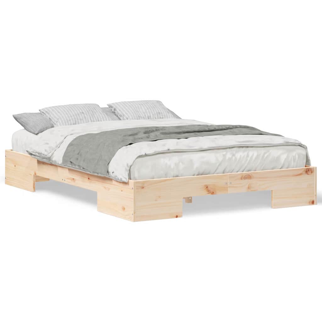 vidaXL Struttura letto a terra Marrone Legno di pino massello