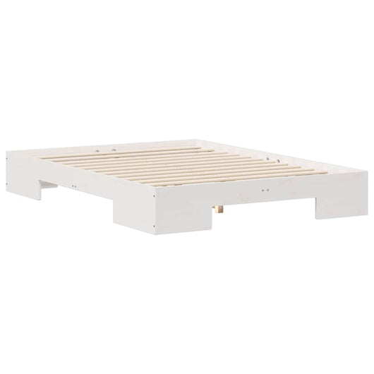 vidaXL Struttura letto a terra Bianco Legno di pino massello