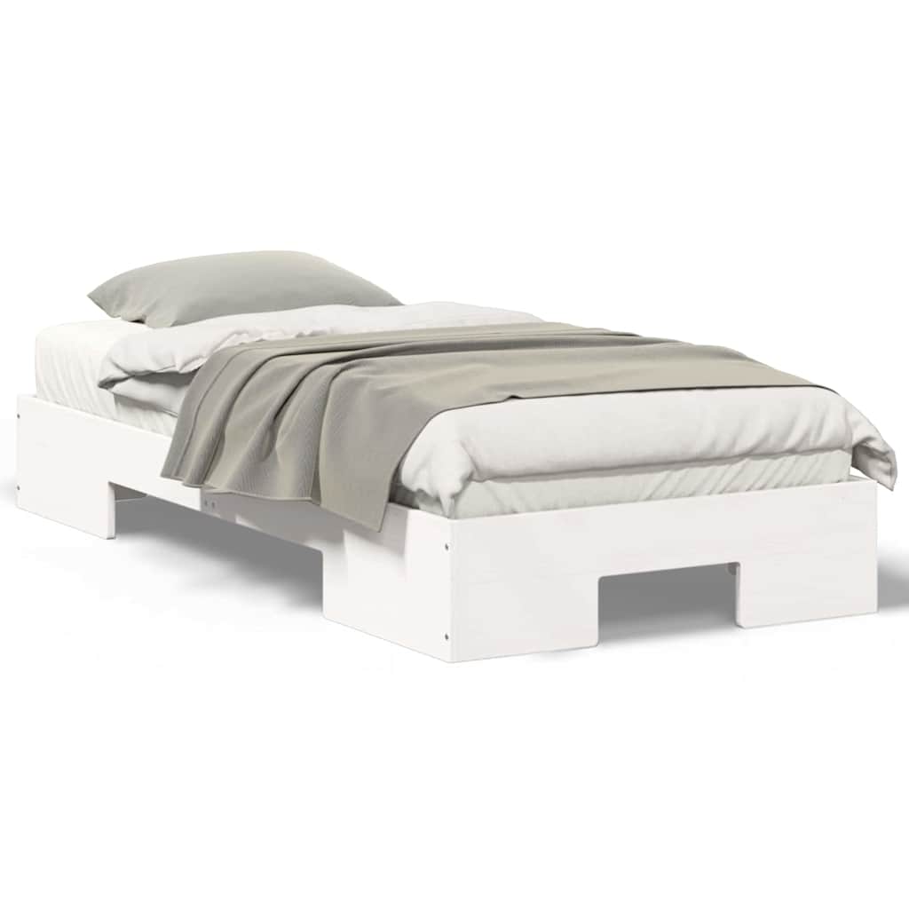 vidaXL Struttura letto a terra Bianco Legno di pino massello