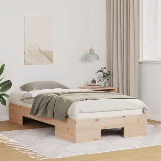 vidaXL Struttura letto a terra Marrone Legno di pino massello