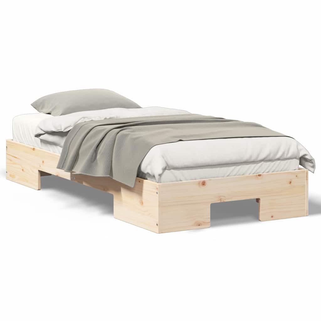 vidaXL Struttura letto a terra Marrone Legno di pino massello