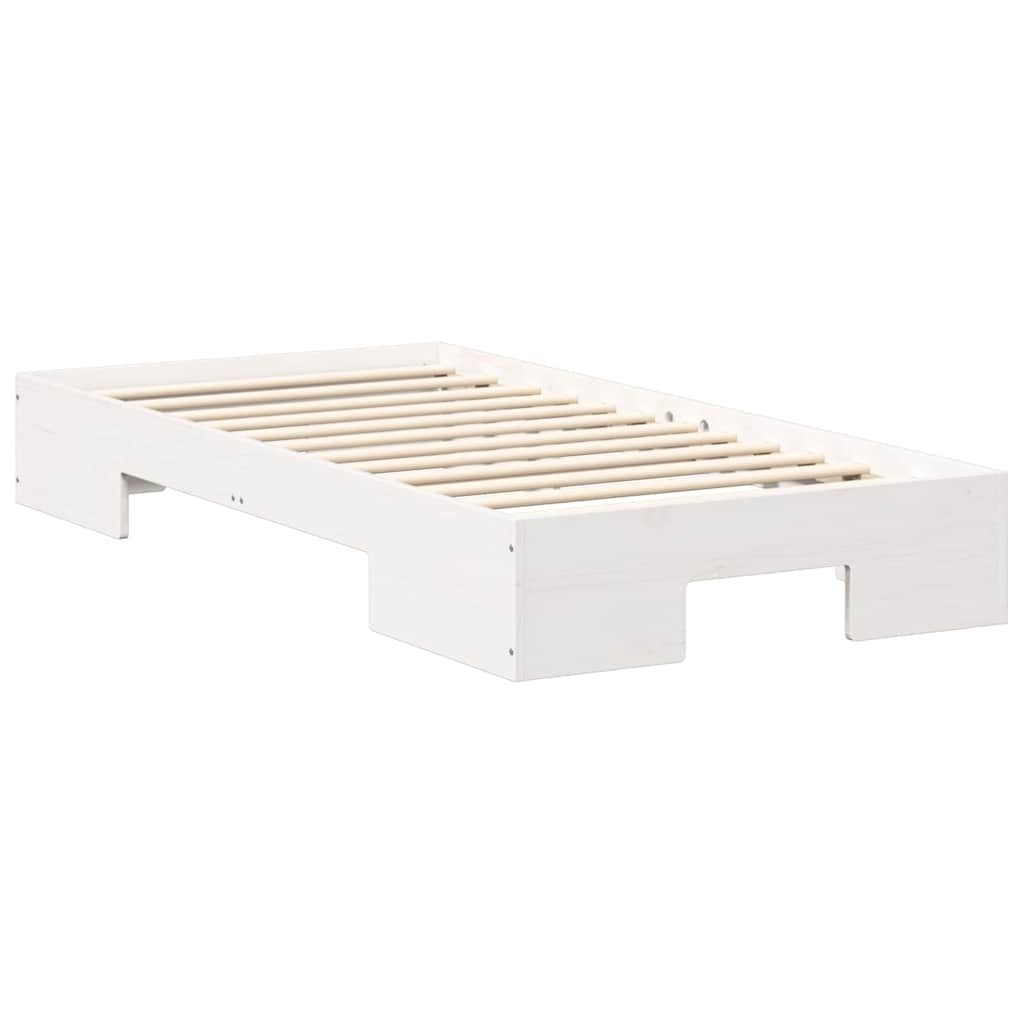 vidaXL Struttura letto a terra Bianco Legno di pino massello