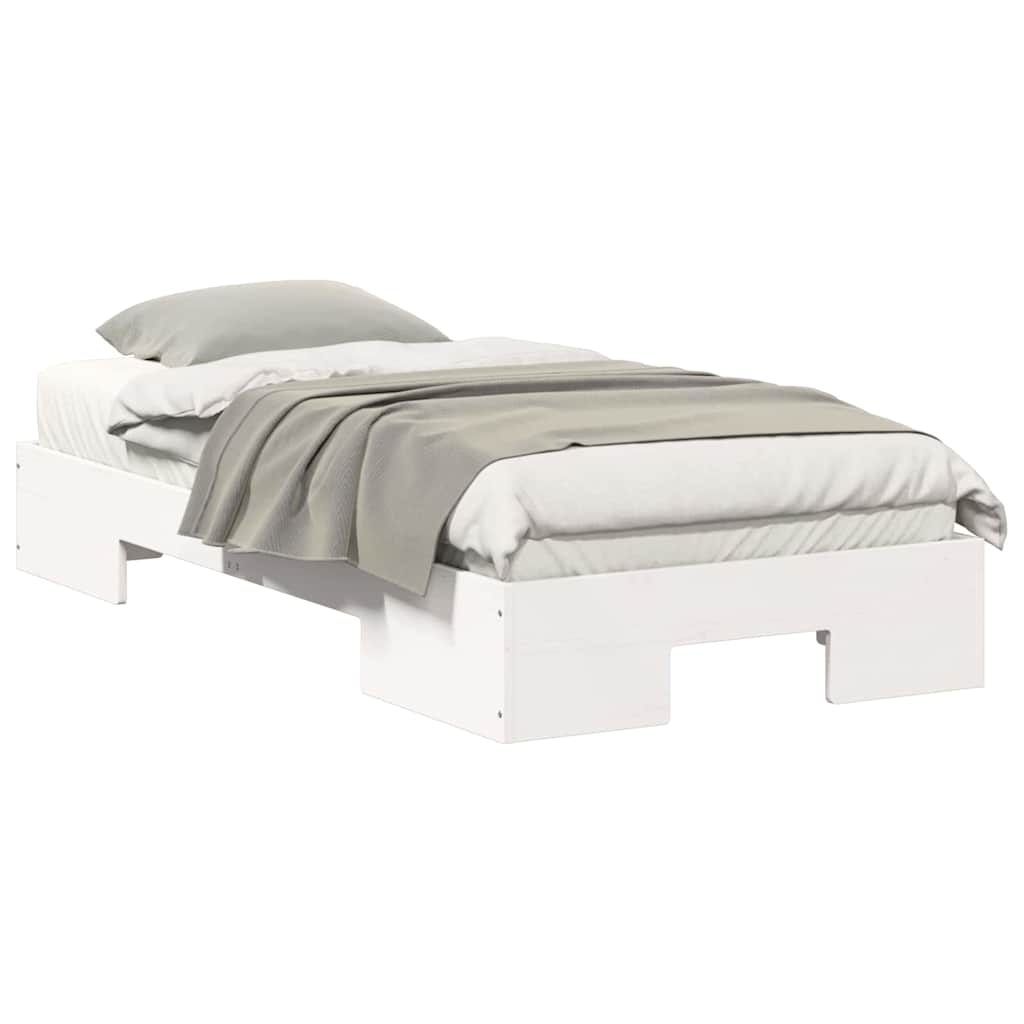 vidaXL Struttura letto a terra Bianco Legno di pino massello