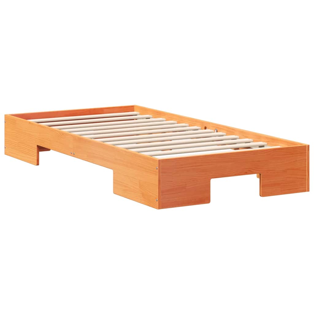 vidaXL Struttura letto a terra Marrone Legno di pino massello