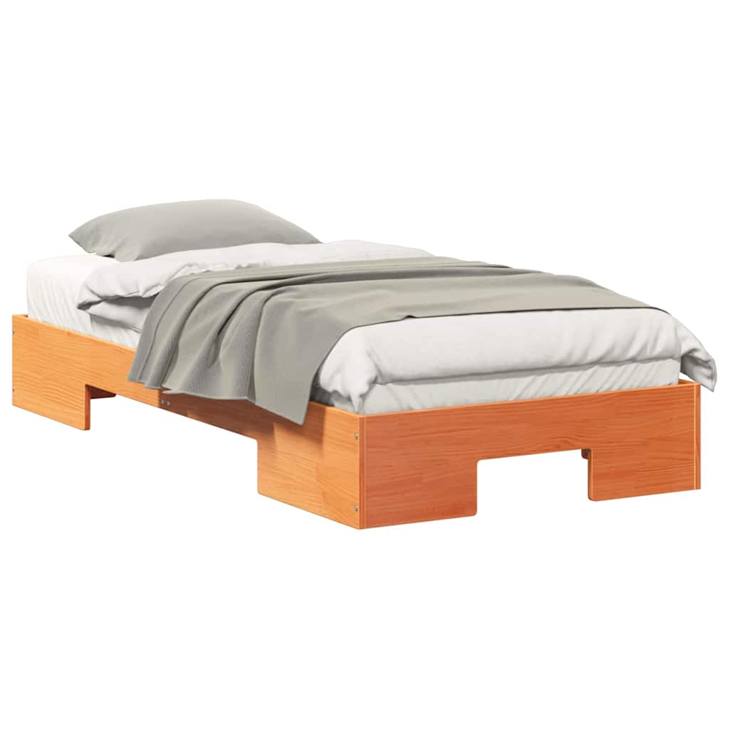 vidaXL Struttura letto a terra Marrone Legno di pino massello