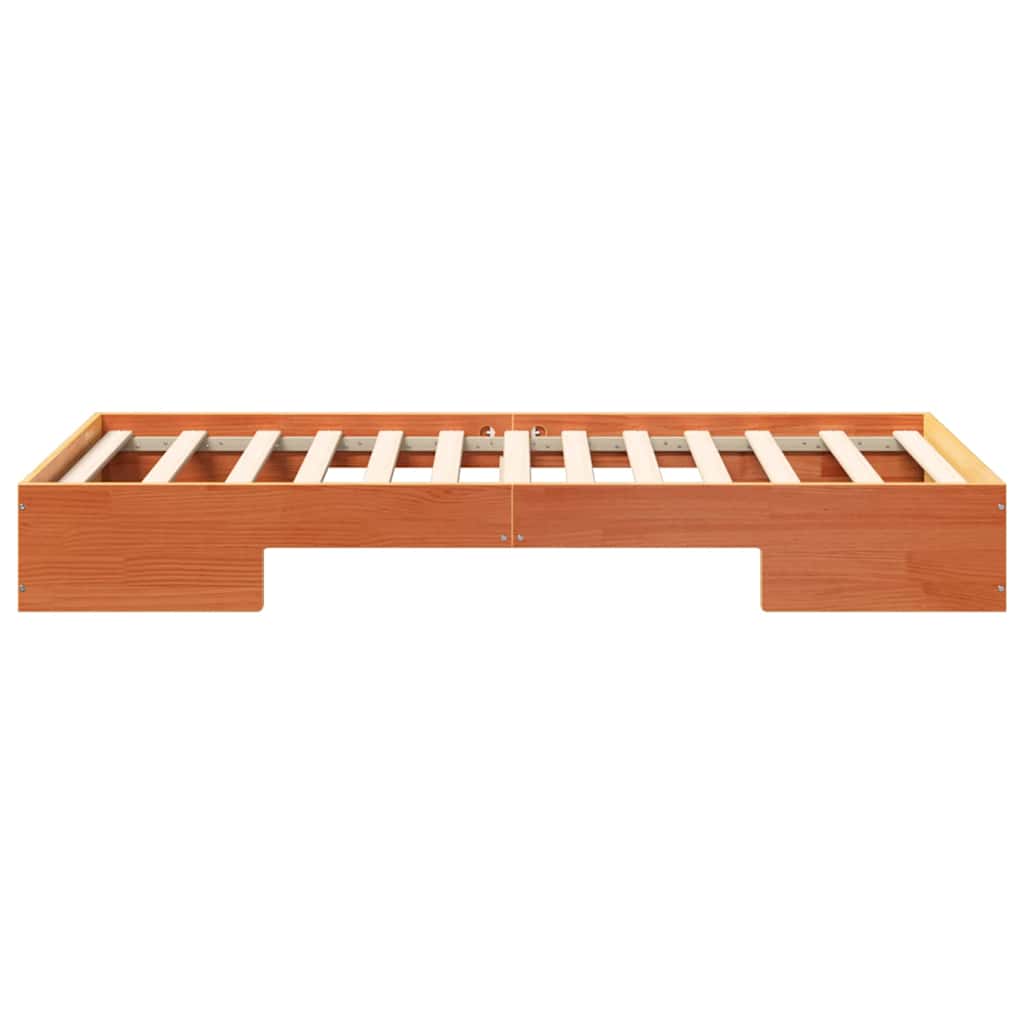 vidaXL Struttura letto a terra Marrone Legno di pino massello