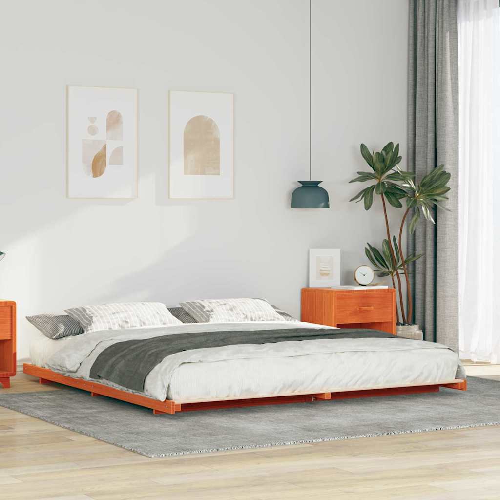vidaXL Struttura letto a terra Cera marrone 180 x 200 cm