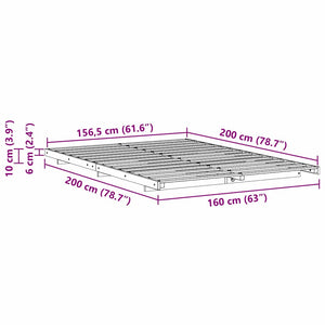 vidaXL Struttura letto a terra Bianco 160 x 200 cm