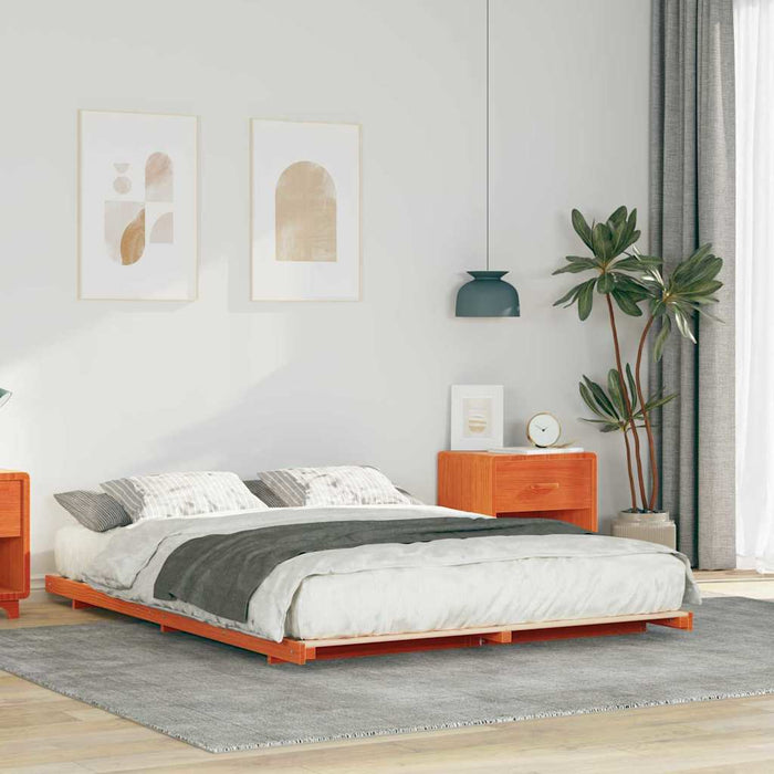 vidaXL Struttura letto a terra Cera marrone 150 x 200 cm