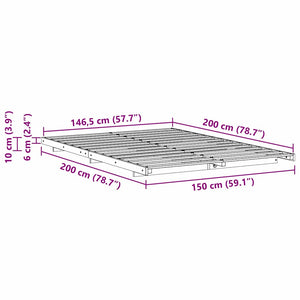 vidaXL Struttura letto a terra Cera marrone 150 x 200 cm
