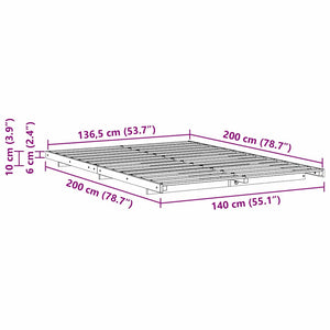 vidaXL Struttura letto a terra Cera marrone 140 x 200 cm