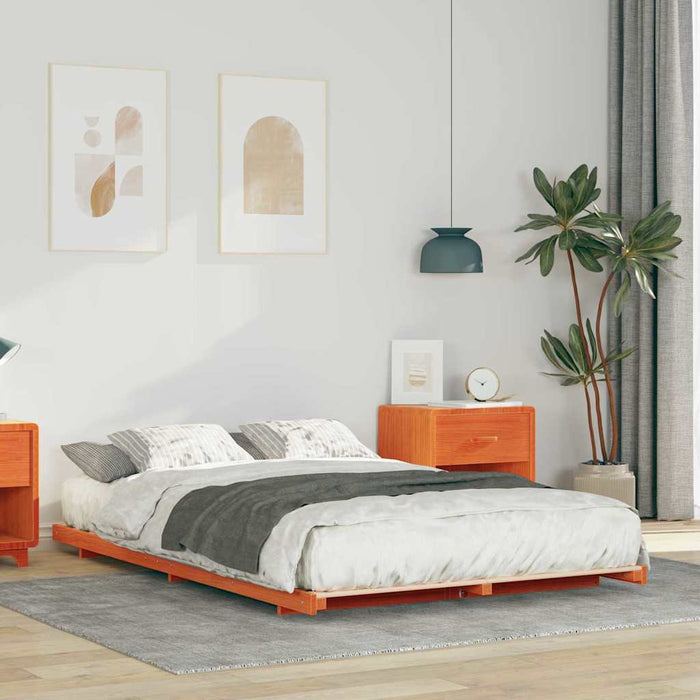 vidaXL Struttura letto a terra Cera marrone 120 x 200 cm