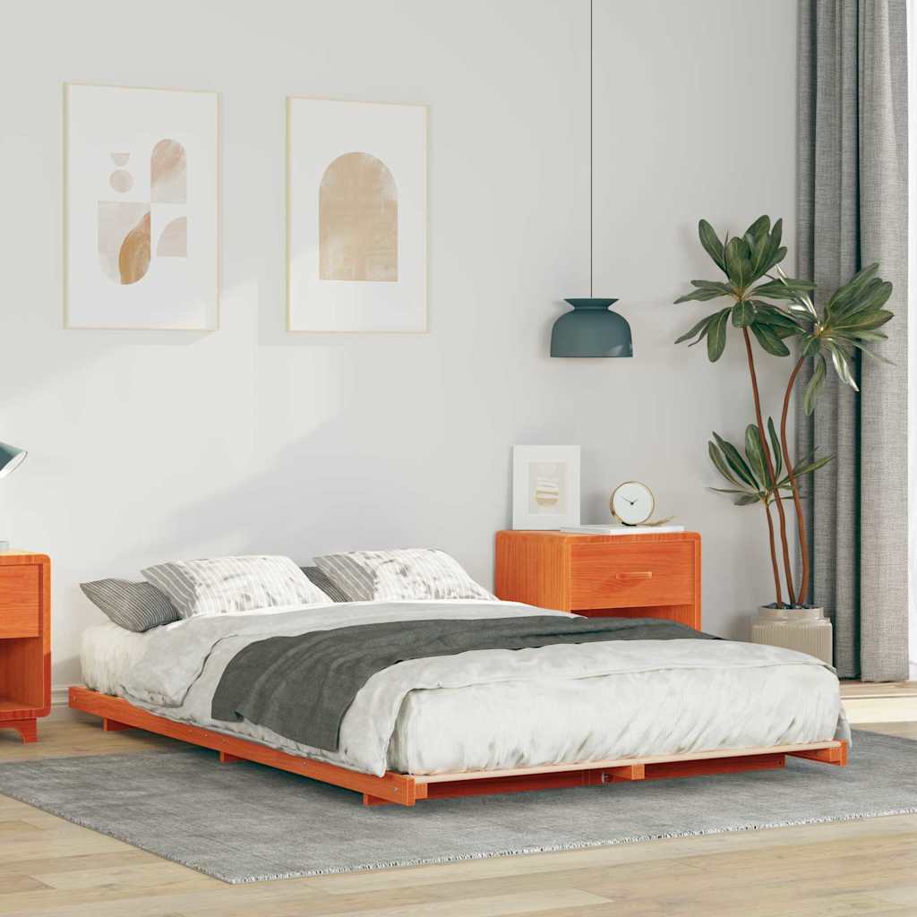 vidaXL Struttura letto a terra Cera marrone 120 x190 cm
