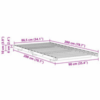 vidaXL Struttura letto a terra Cera marrone 90 x 200 cm