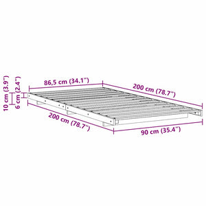 vidaXL Struttura letto a terra Cera marrone 90 x 200 cm