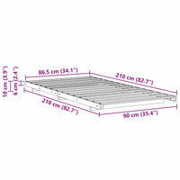 vidaXL Struttura letto a terra Bianco 90 x 210 cm
