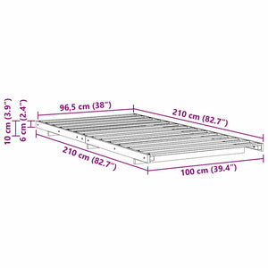 vidaXL Struttura letto a terra Marrone 100 x 210 cm