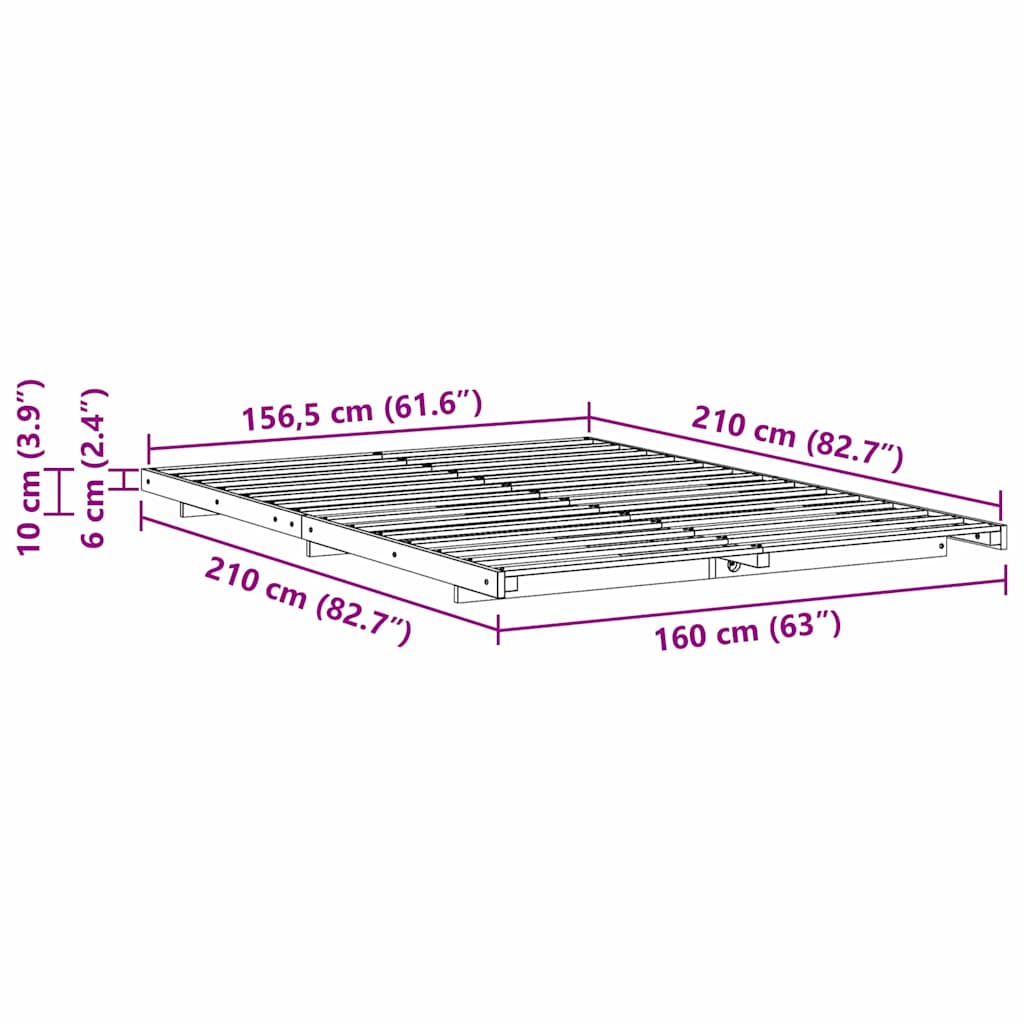 vidaXL Struttura letto a terra Bianco 160 x 210 cm