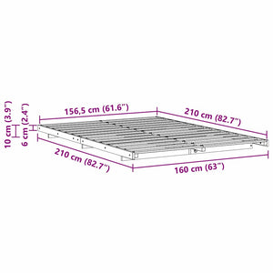 vidaXL Struttura letto a terra Bianco 160 x 210 cm