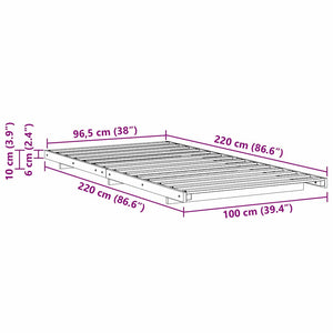 vidaXL Struttura letto a terra Bianco 100 x 220 cm
