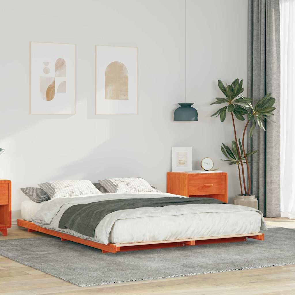 vidaXL Struttura letto a terra Cera marrone 160 x 220 cm