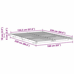 vidaXL Struttura letto a terra Cera marrone 160 x 220 cm