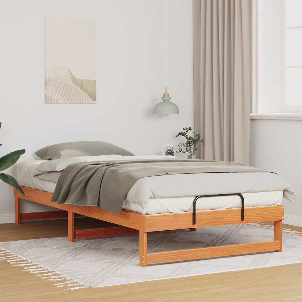 vidaXL Struttura Letto con Manici Marrone Legno di pino massello