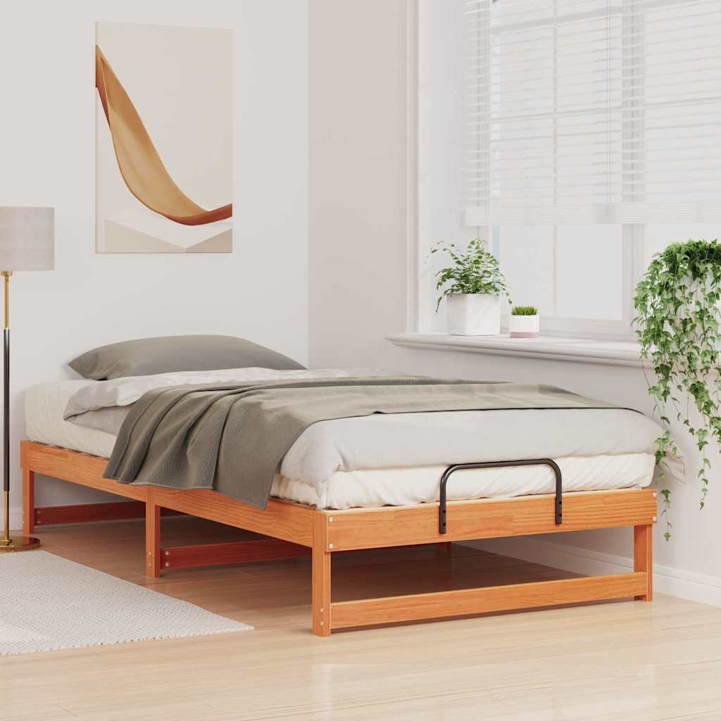 vidaXL Struttura Letto con Manici Marrone Legno di pino massello