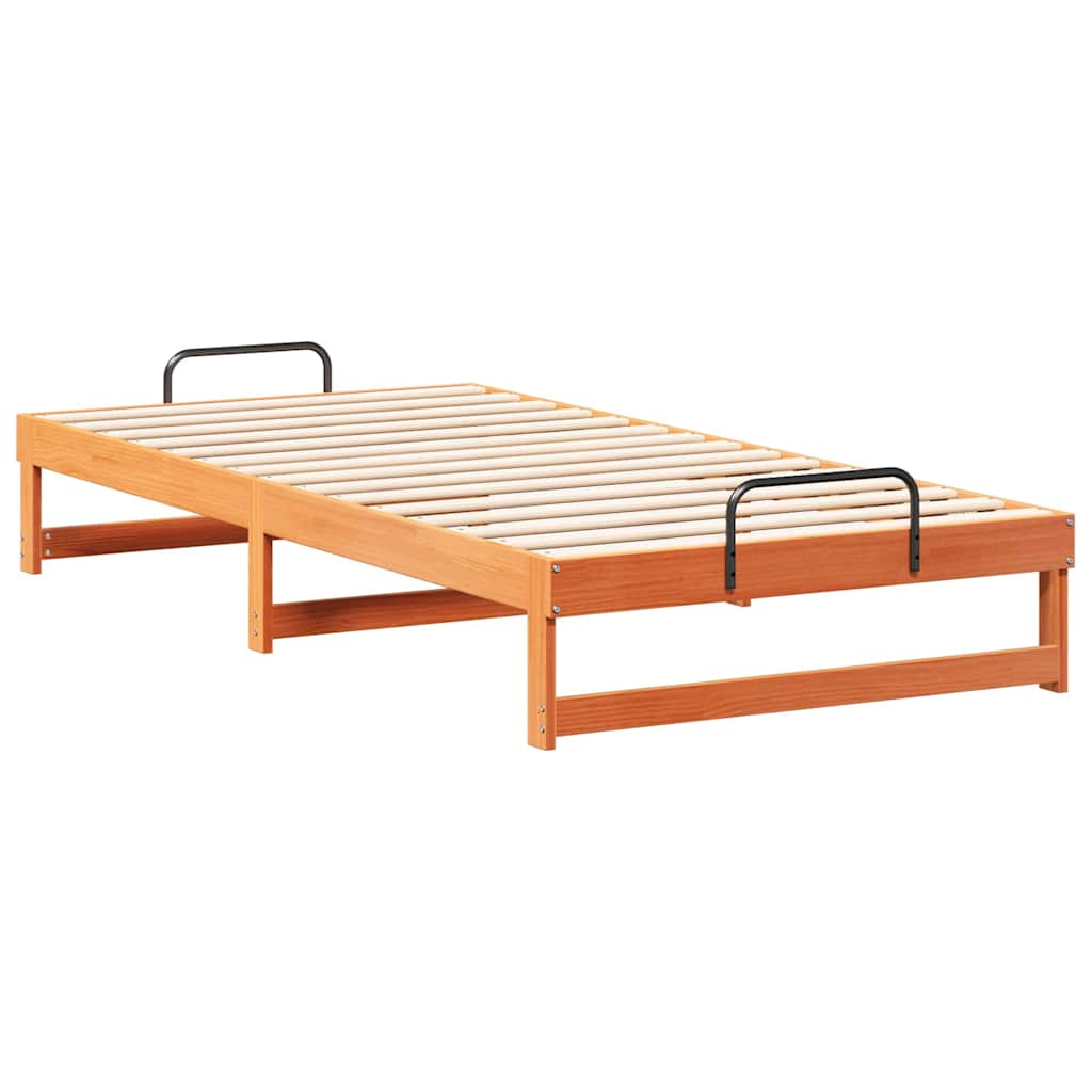 vidaXL Struttura Letto con Manici Marrone Legno di pino massello
