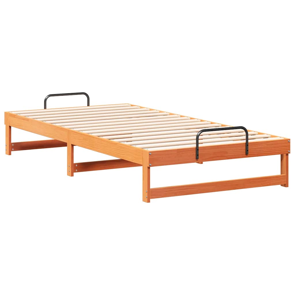 vidaXL Struttura Letto con Manici Marrone Legno di pino massello