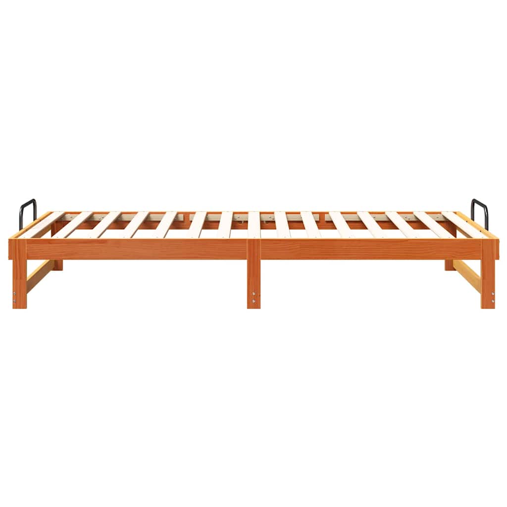 vidaXL Struttura Letto con Manici Marrone Legno di pino massello