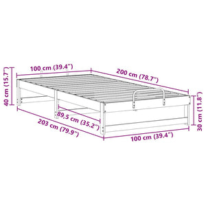 Struttura del letto Marrone 100 x 200 cm Pino massello 873144