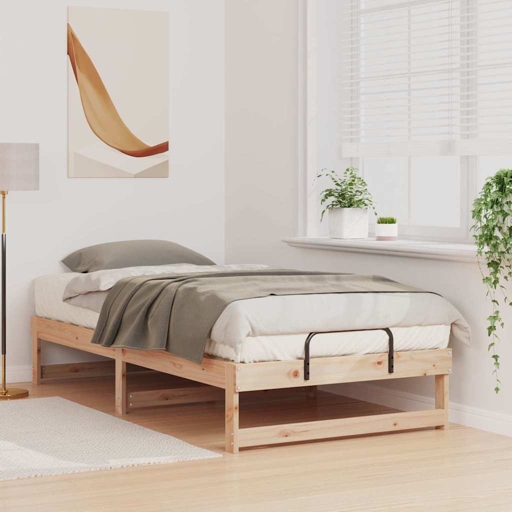 vidaXL Struttura Letto con Manici Marrone Legno di pino massello