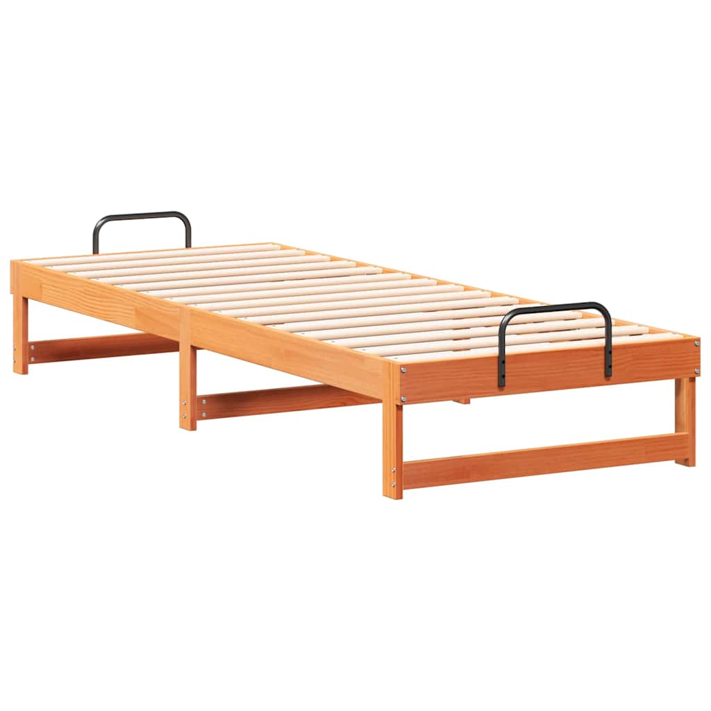vidaXL Struttura Letto con Manici Marrone Legno di pino massello