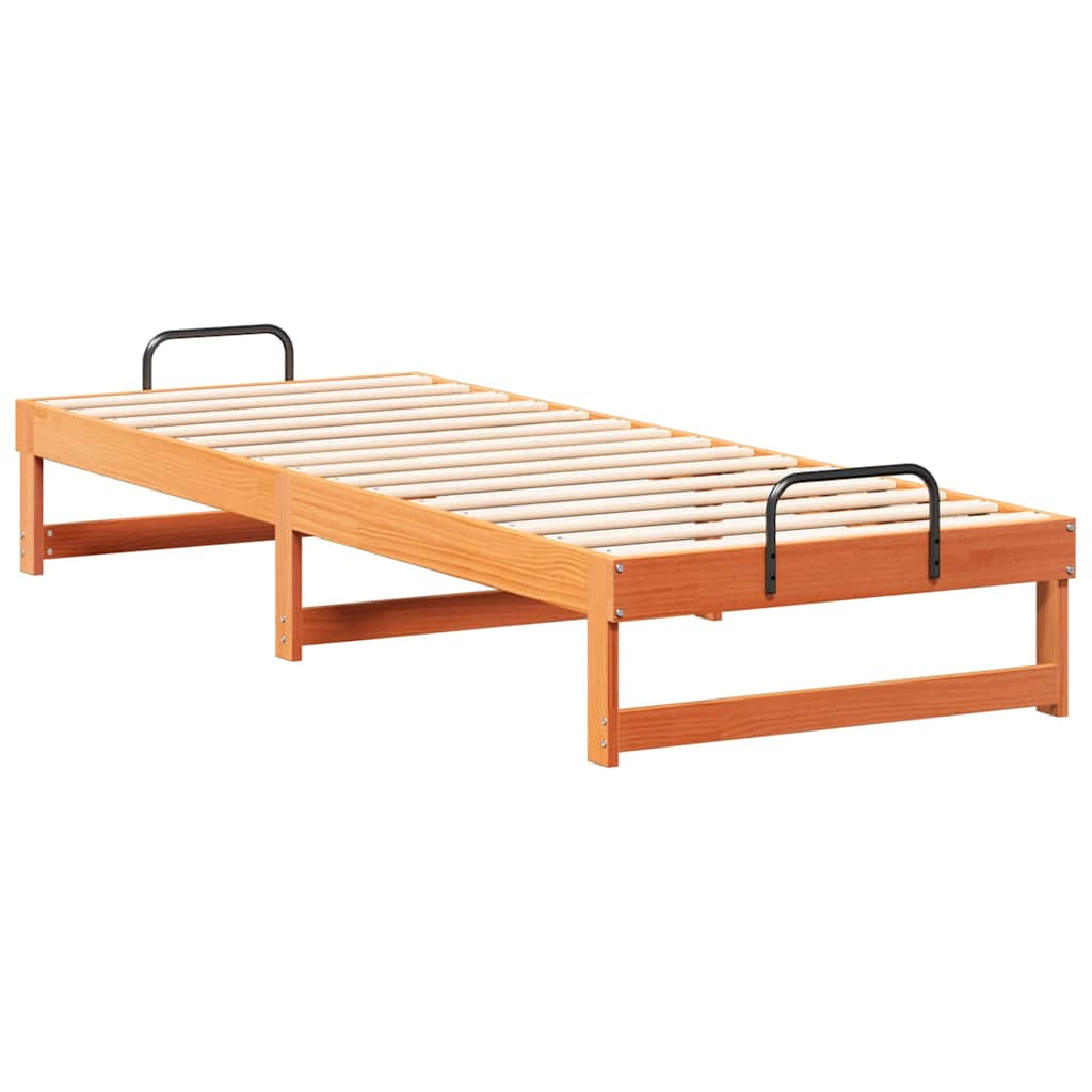 vidaXL Struttura Letto con Manici Marrone Legno di pino massello