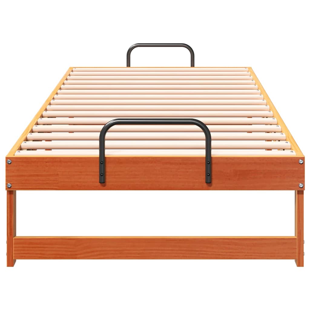 vidaXL Struttura Letto con Manici Marrone Legno di pino massello