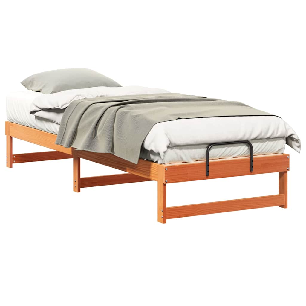 vidaXL Struttura Letto con Manici Marrone Legno di pino massello