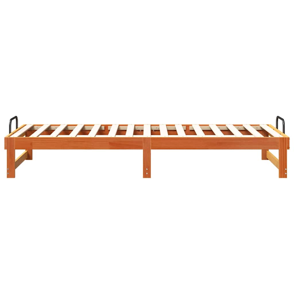vidaXL Struttura Letto con Manici Marrone Legno di pino massello