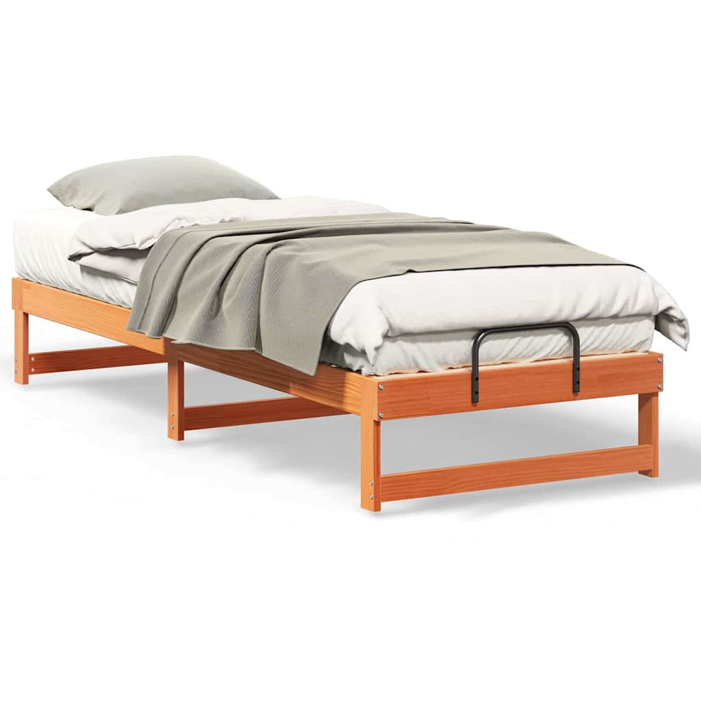 vidaXL Struttura Letto con Manici Marrone Legno di pino massello