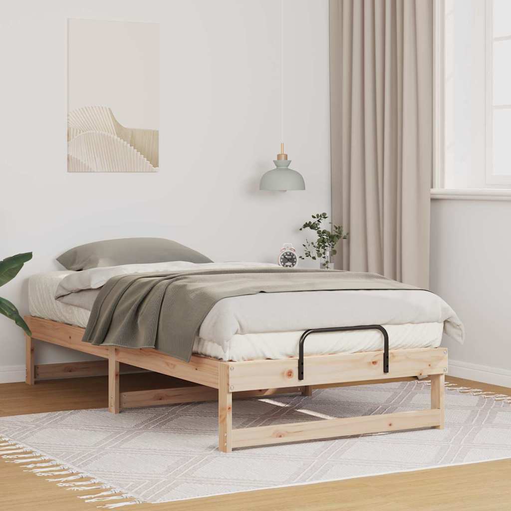 vidaXL Struttura Letto con Manici Marrone Legno di pino massello