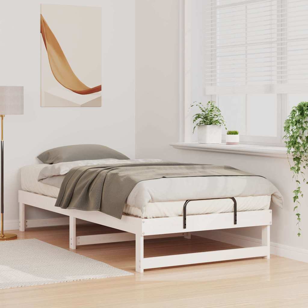 vidaXL Struttura Letto con Manici Bianco Legno di pino massello