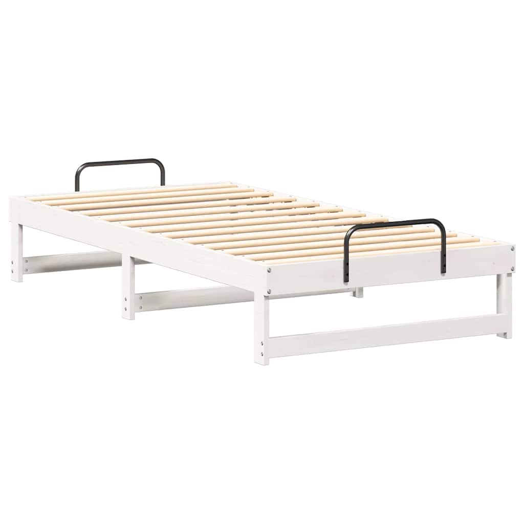 vidaXL Struttura Letto con Manici Bianco Legno di pino massello
