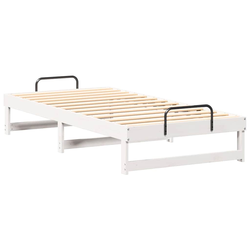 vidaXL Struttura Letto con Manici Bianco Legno di pino massello
