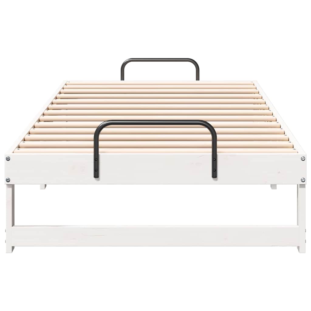 vidaXL Struttura Letto con Manici Bianco Legno di pino massello