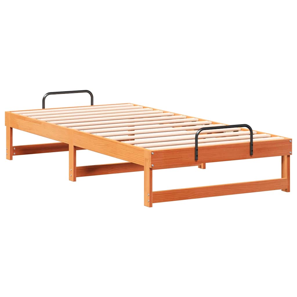 vidaXL Struttura Letto con Manici Marrone Legno di pino massello