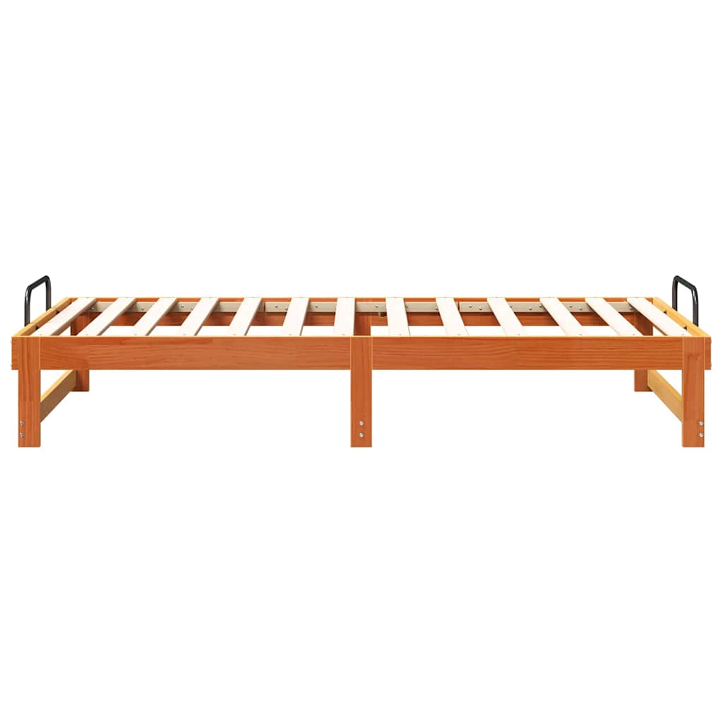 vidaXL Struttura Letto con Manici Marrone Legno di pino massello