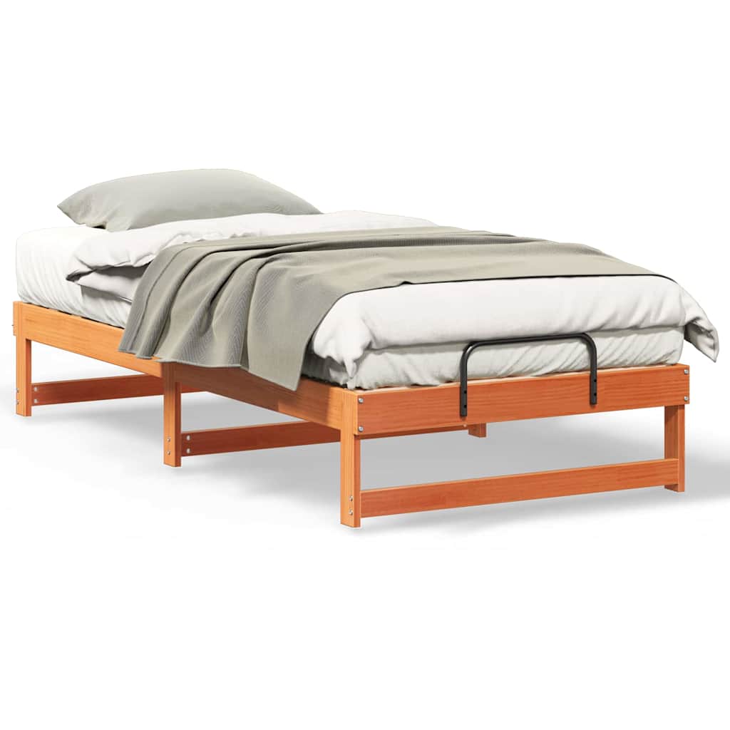 vidaXL Struttura Letto con Manici Marrone Legno di pino massello