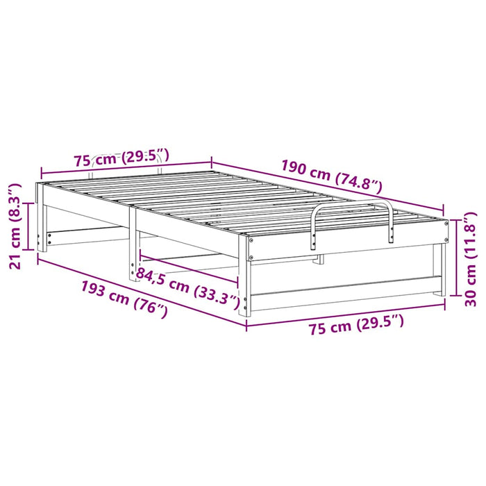 vidaXL Struttura Letto con Manici Marrone Legno di pino massello