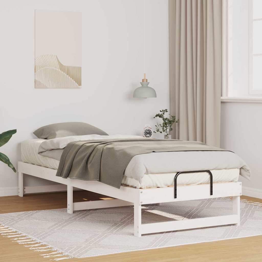 vidaXL Struttura Letto con Manici Bianco Legno di pino massello