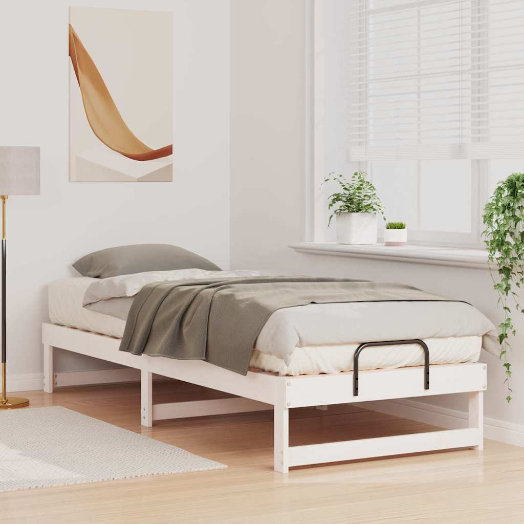 vidaXL Struttura Letto con Manici Bianco Legno di pino massello